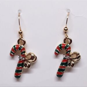 Christmas earrings candy canes dangle new e72‎